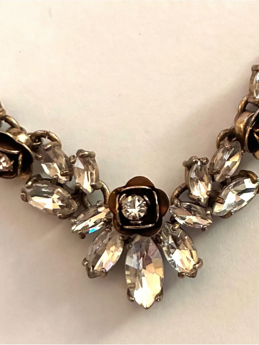 Chloe + Isabel Clear Crystal Floral Necklace with Gold Accents